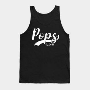 Funny Pops Est 2024 Fathers Day For New Dad Pregnancy Tank Top